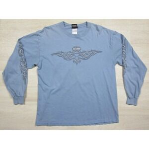 Vintage Y2K Harley-Davidson T-Shirt (L) Long Sleeve Graphic Tribal 01 Kenosha WI